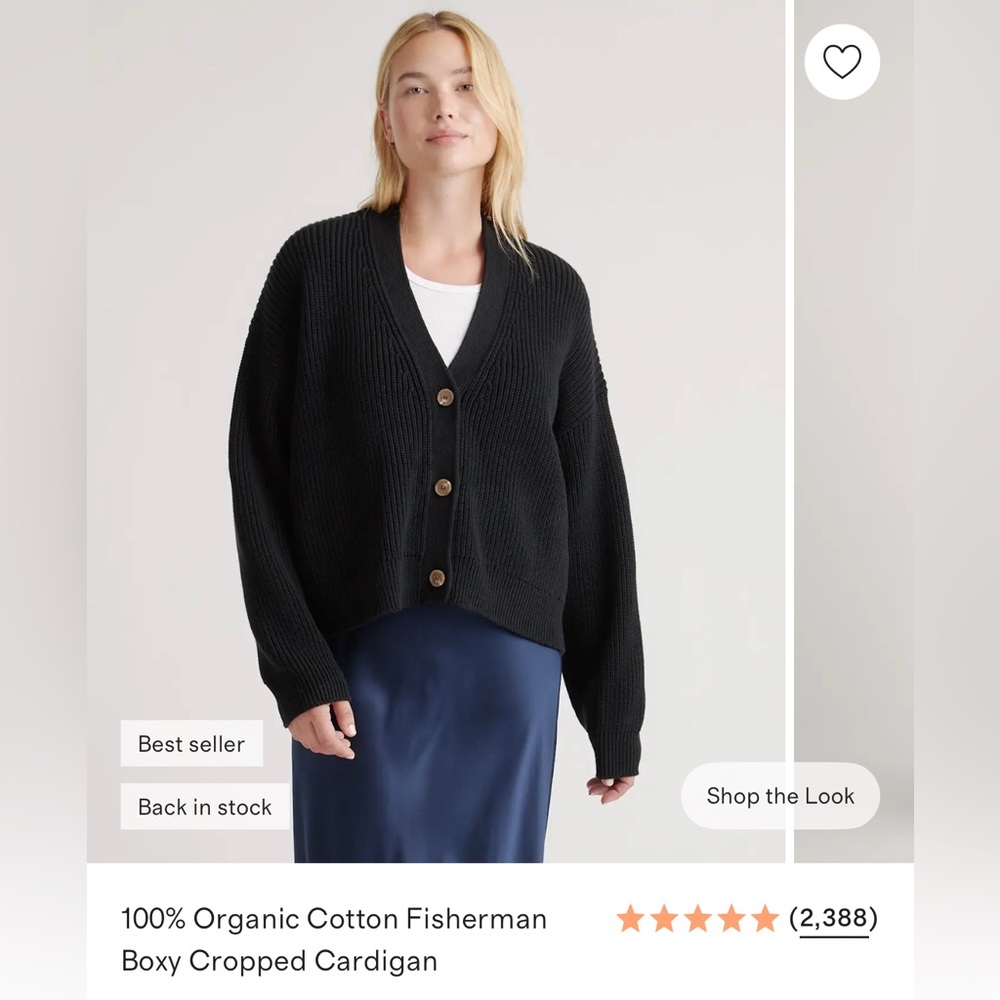 Quince Black Organic Cotton Cardigan